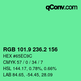 カラーコード: RGB 101.9 236.2 156 | qconv.com
