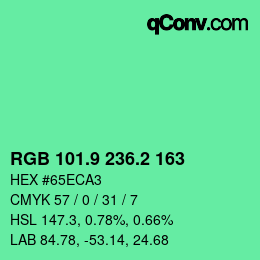 カラーコード: RGB 101.9 236.2 163 | qconv.com