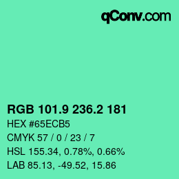 カラーコード: RGB 101.9 236.2 181 | qconv.com
