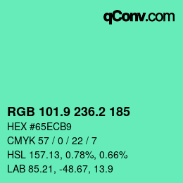 カラーコード: RGB 101.9 236.2 185 | qconv.com