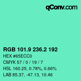 カラーコード: RGB 101.9 236.2 192 | qconv.com