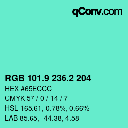 カラーコード: RGB 101.9 236.2 204 | qconv.com
