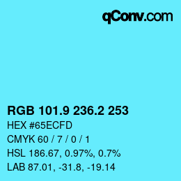 カラーコード: RGB 101.9 236.2 253 | qconv.com