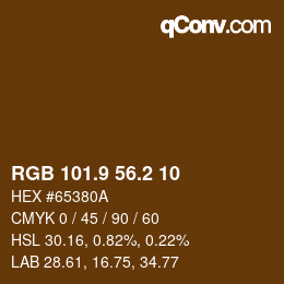 カラーコード: RGB 101.9 56.2 10 | qconv.com