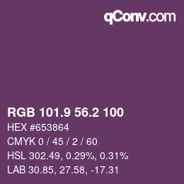 カラーコード: RGB 101.9 56.2 100 | qconv.com