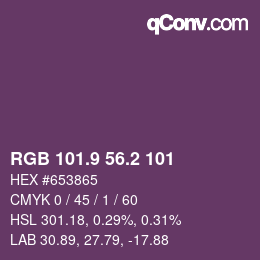 カラーコード: RGB 101.9 56.2 101 | qconv.com
