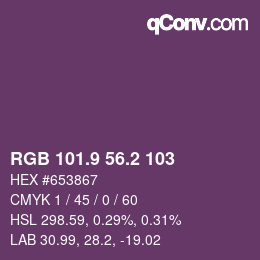 Color code: RGB 101.9 56.2 103 | qconv.com