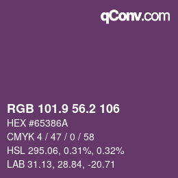 カラーコード: RGB 101.9 56.2 106 | qconv.com