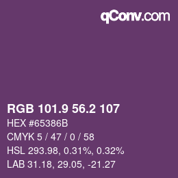 カラーコード: RGB 101.9 56.2 107 | qconv.com