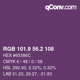 Color code: RGB 101.9 56.2 108 | qconv.com