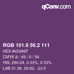 カラーコード: RGB 101.9 56.2 111 | qconv.com