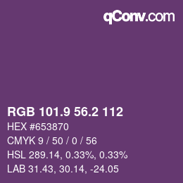 Color code: RGB 101.9 56.2 112 | qconv.com