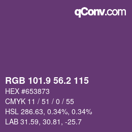 カラーコード: RGB 101.9 56.2 115 | qconv.com