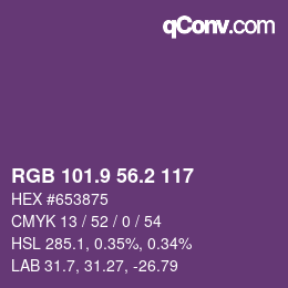 Color code: RGB 101.9 56.2 117 | qconv.com