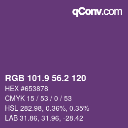 カラーコード: RGB 101.9 56.2 120 | qconv.com