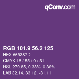 カラーコード: RGB 101.9 56.2 125 | qconv.com