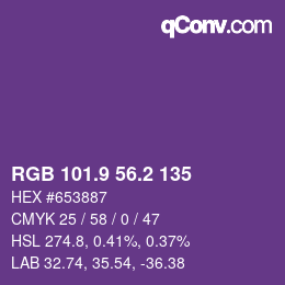 カラーコード: RGB 101.9 56.2 135 | qconv.com