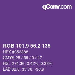 カラーコード: RGB 101.9 56.2 136 | qconv.com