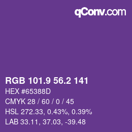 カラーコード: RGB 101.9 56.2 141 | qconv.com