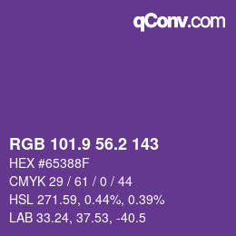 カラーコード: RGB 101.9 56.2 143 | qconv.com