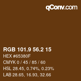 Color code: RGB 101.9 56.2 15 | qconv.com