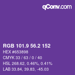 カラーコード: RGB 101.9 56.2 152 | qconv.com