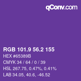 カラーコード: RGB 101.9 56.2 155 | qconv.com