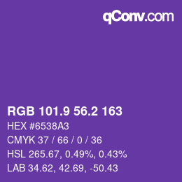 カラーコード: RGB 101.9 56.2 163 | qconv.com