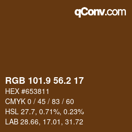 Color code: RGB 101.9 56.2 17 | qconv.com
