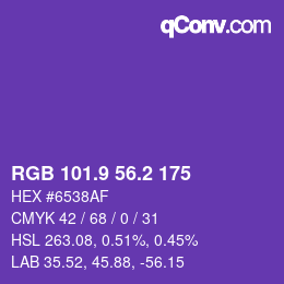 カラーコード: RGB 101.9 56.2 175 | qconv.com