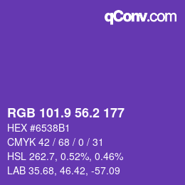 カラーコード: RGB 101.9 56.2 177 | qconv.com
