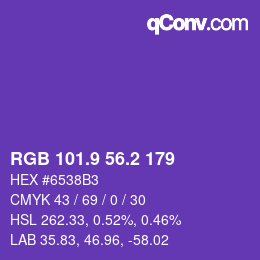 カラーコード: RGB 101.9 56.2 179 | qconv.com