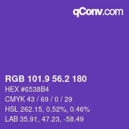 カラーコード: RGB 101.9 56.2 180 | qconv.com