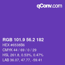 カラーコード: RGB 101.9 56.2 182 | qconv.com