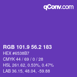 カラーコード: RGB 101.9 56.2 183 | qconv.com
