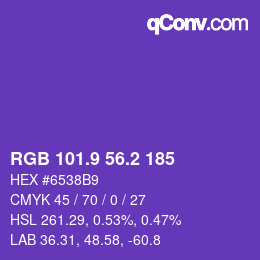 カラーコード: RGB 101.9 56.2 185 | qconv.com