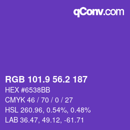 カラーコード: RGB 101.9 56.2 187 | qconv.com