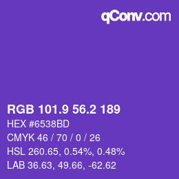 カラーコード: RGB 101.9 56.2 189 | qconv.com