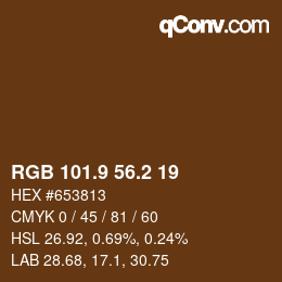 Color code: RGB 101.9 56.2 19 | qconv.com