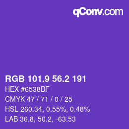 カラーコード: RGB 101.9 56.2 191 | qconv.com