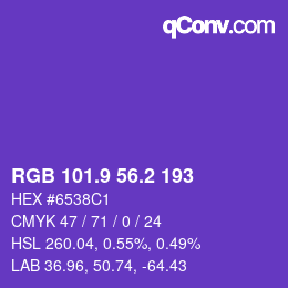 カラーコード: RGB 101.9 56.2 193 | qconv.com
