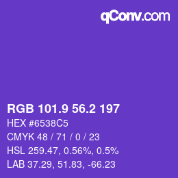 カラーコード: RGB 101.9 56.2 197 | qconv.com