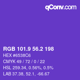カラーコード: RGB 101.9 56.2 198 | qconv.com