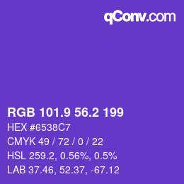 カラーコード: RGB 101.9 56.2 199 | qconv.com