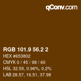 カラーコード: RGB 101.9 56.2 2 | qconv.com