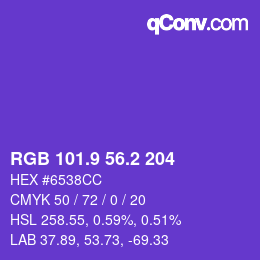 カラーコード: RGB 101.9 56.2 204 | qconv.com