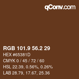 Color code: RGB 101.9 56.2 29 | qconv.com