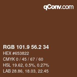Color code: RGB 101.9 56.2 34 | qconv.com