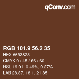 カラーコード: RGB 101.9 56.2 35 | qconv.com