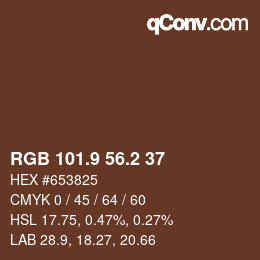 Color code: RGB 101.9 56.2 37 | qconv.com